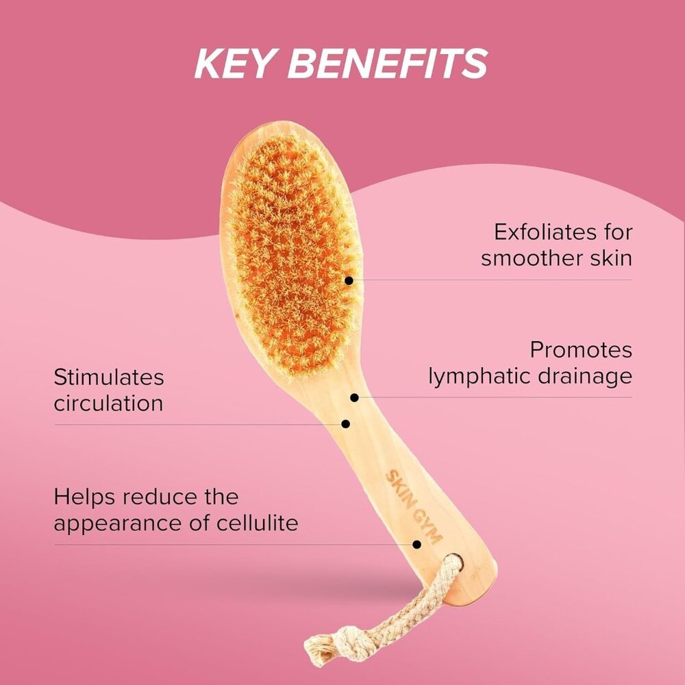 Skin Gym Dry Body Brush Exfoliating Bath Scrubber with Soft Bristles New - Picture 3 of 10